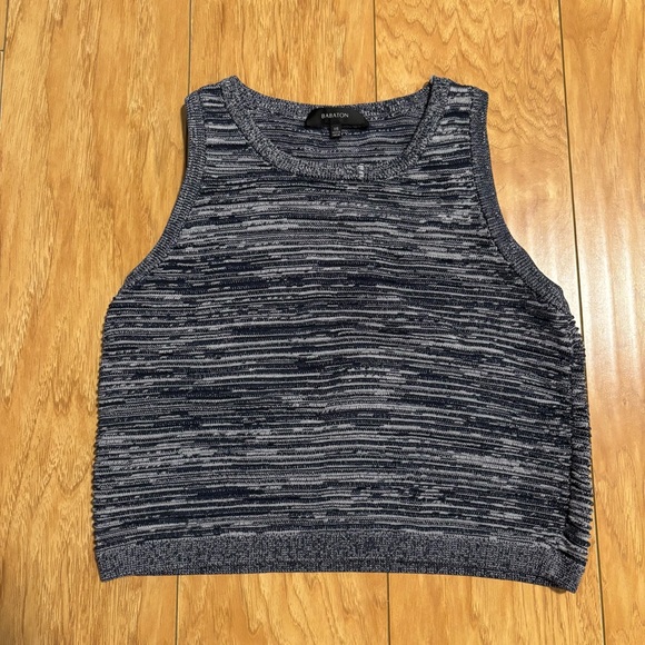 Babaton Aritzia XXS Alrik Rib-Knit Striped Tank High Neck Vest Top Office Preppy - Picture 2 of 9